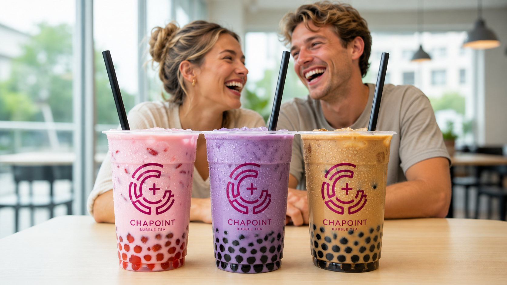 Inside a CHAPOINT bubble tea cafe
