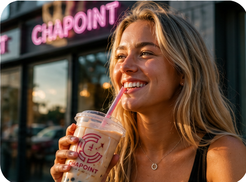 Customer holding bubble tea